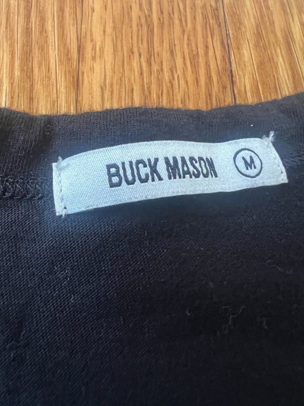 Buck Mason Black Curved Hem Henley Long-Sleeve Shirt - Men's Medium - Picture 4 of 5